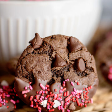 chocolate cookie with pink sprinkles