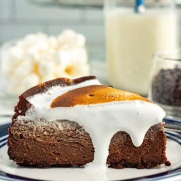 a slice of hot chocolate cheesecake up close.