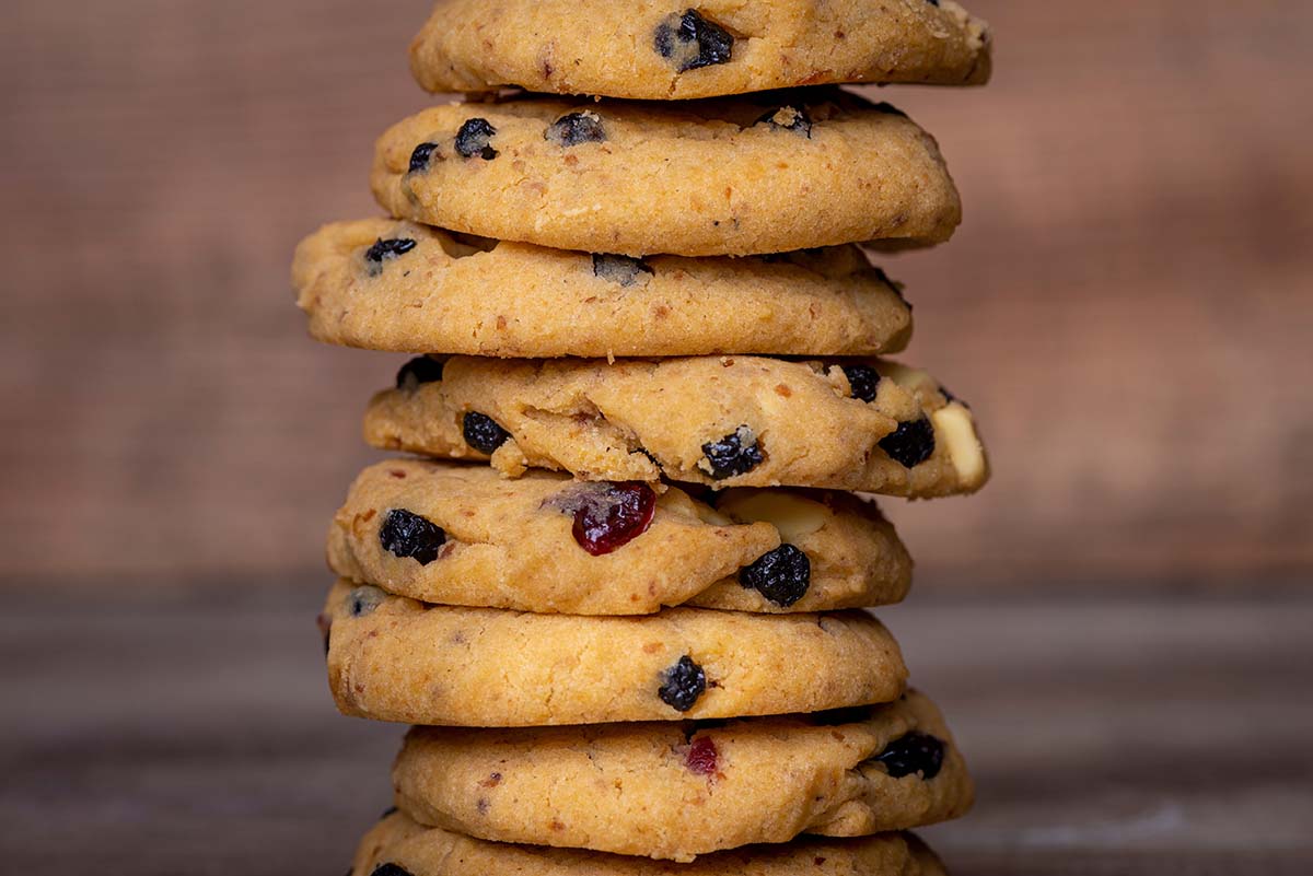 eight blueberry cookies. 