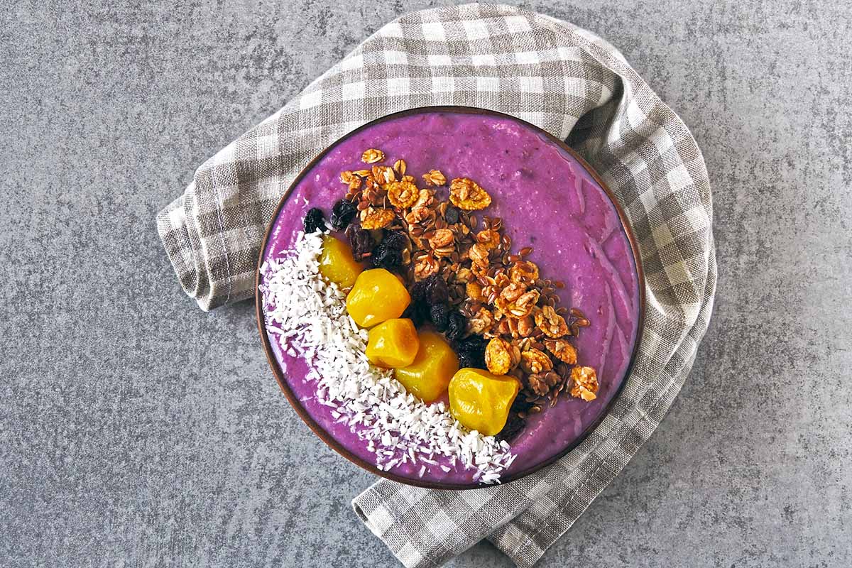 purple acai bowl. 