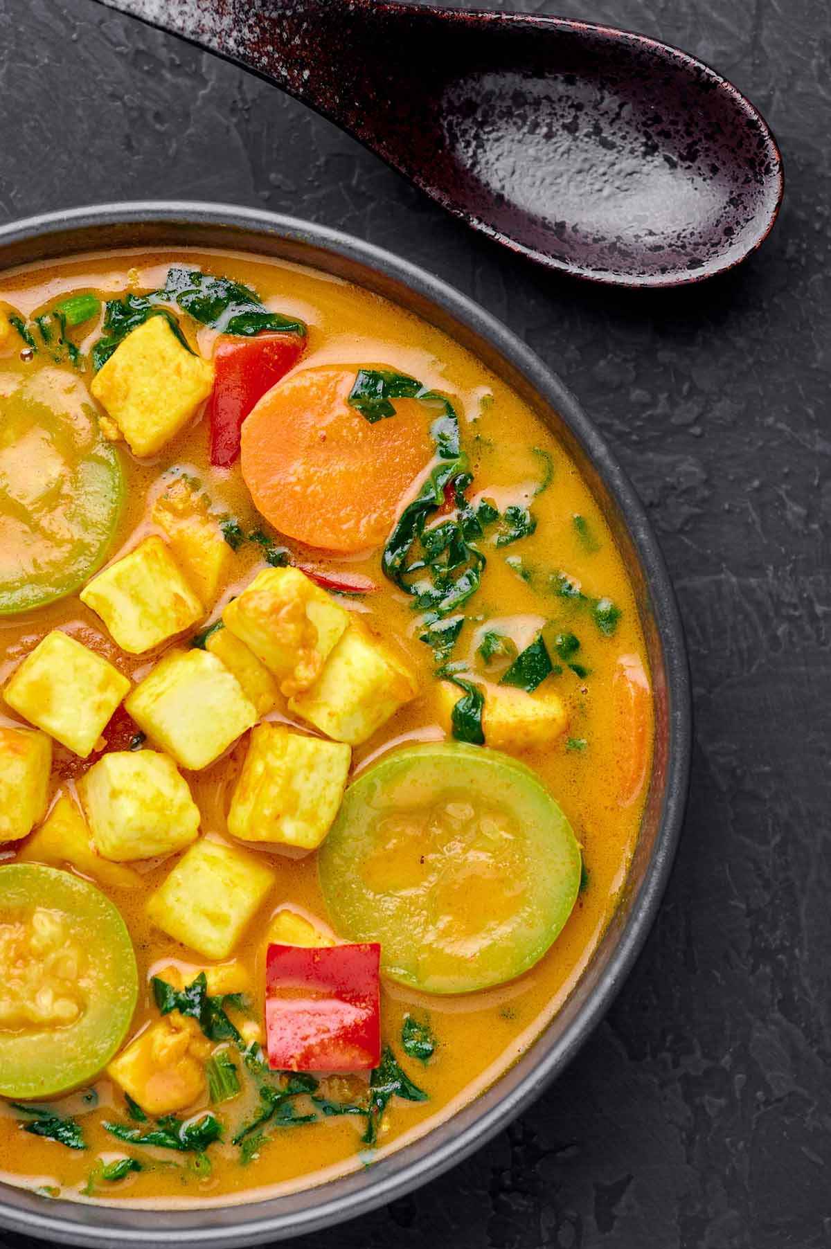 zucchini Indian curry in a bowl.