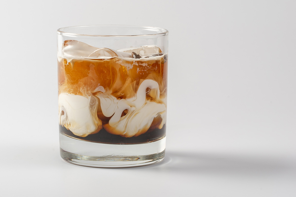 peanut butter whiskey cocktail in a glass.