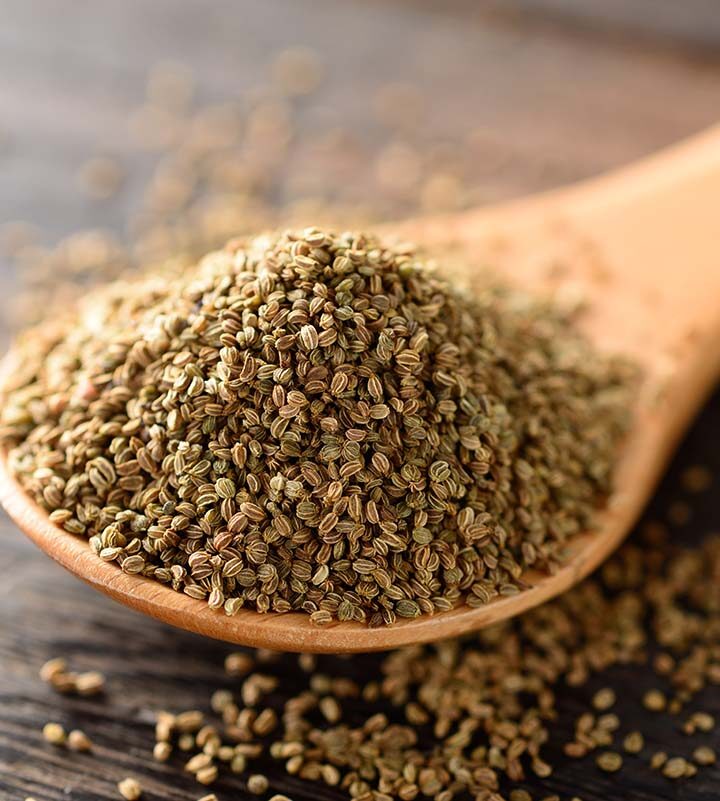 a tablespoon of celery seeds up close.