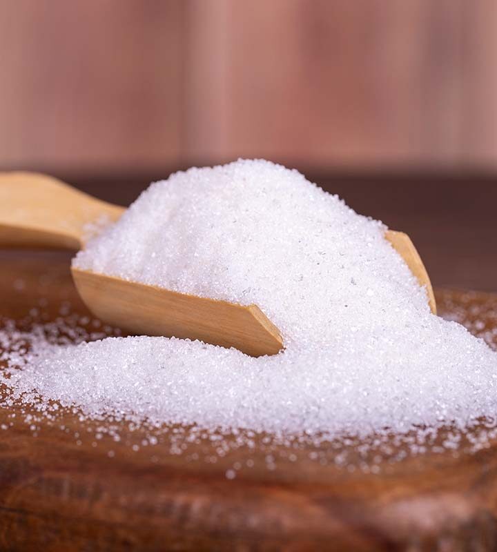 a scoop of granulated sugar.