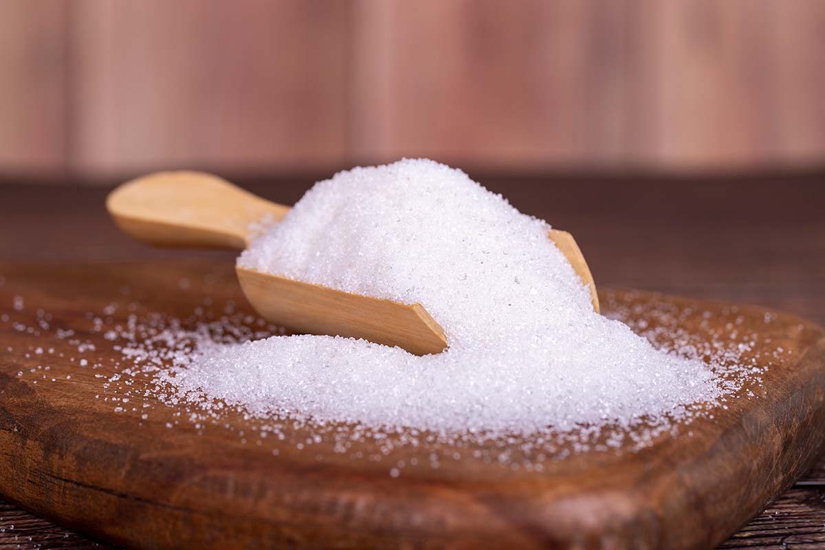 a scoop of granulated sugar. 