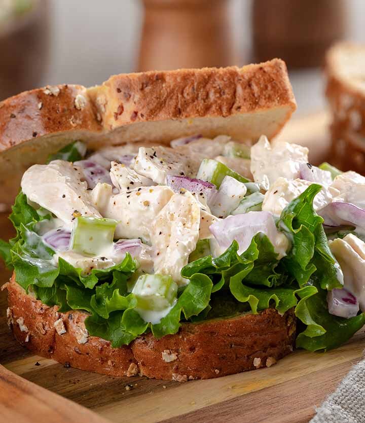 Canned chicken salad sandwich.