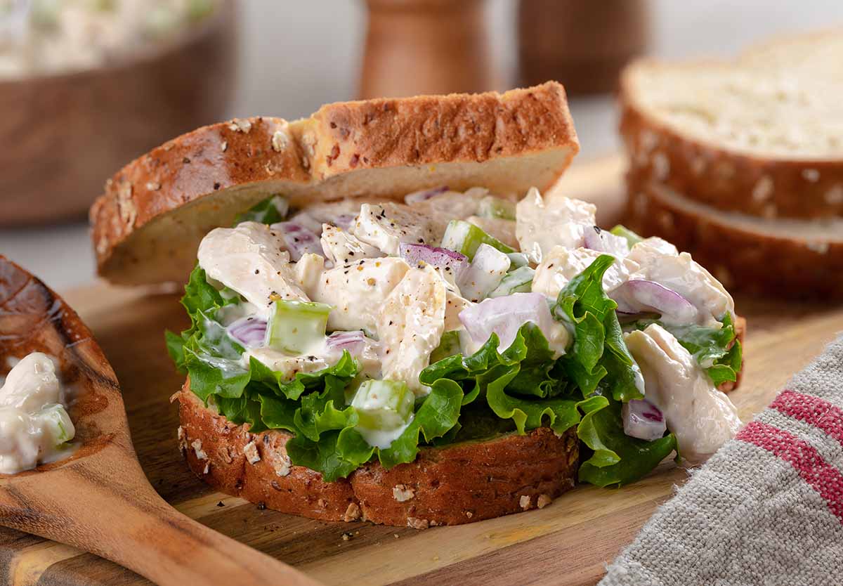 Canned chicken salad sandwich.