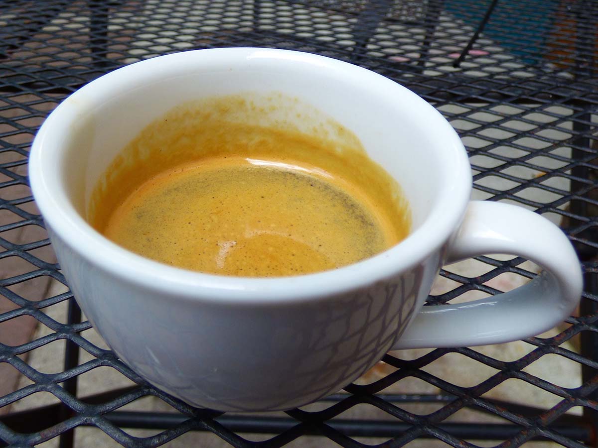 cuban coffee in a white mug.