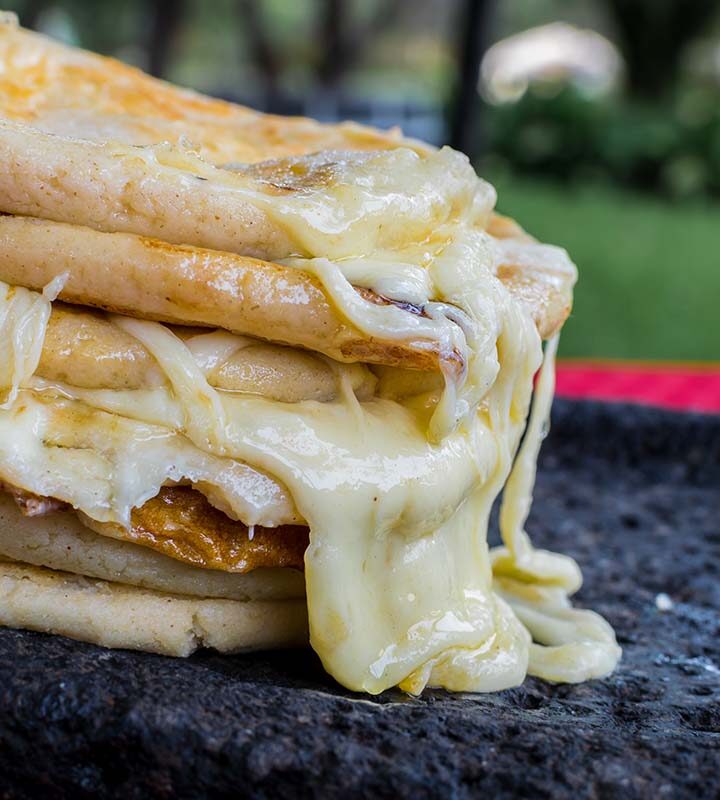 cheese pupusas up close.